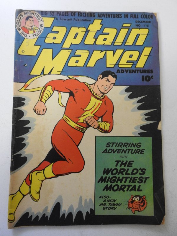 Captain Marvel Adventures #115 (1950) GD/VG Condition moisture stain