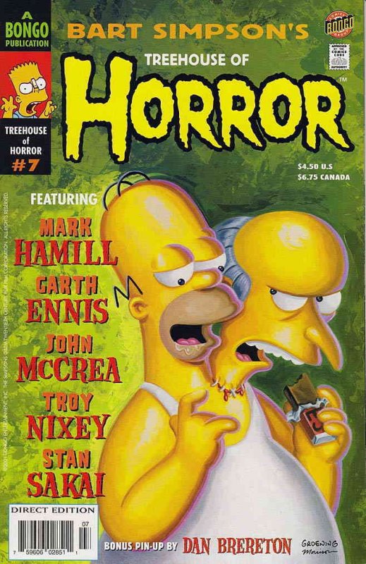 Treehouse of Horror (Bart Simpson's ) #7 VF ; Bongo | Mark Hamill Garth Ennis
