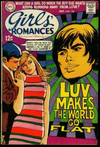Girls' Romances #136 1968- Hippie Love cover- DC Silver Age VG/FN