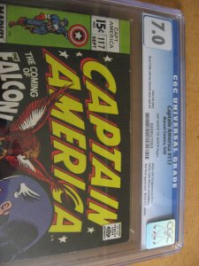CAPTAIN AMERICA 117 CGC 7.0 FIRST FALCON KEY MARVEL 1969