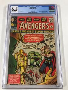 Avengers 1 Cgc 6.5 Ow/w Pages 1 Appearance And Origin Marvel Silver Age