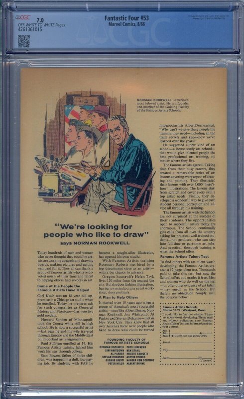 FANTASTIC FOUR #53 CGC 7.0 ORIGIN KLAW 2ND BLACK PANTHER JACK KIRBY