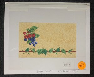 ADDRESS LABEL Vine w/ Blueberries & Raspberries 8x7 Greeting Card Art #5006