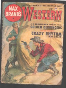 Max Brand's Western 6/1950- Norman Saunders gunfight cover-Vulture's Sanctua...