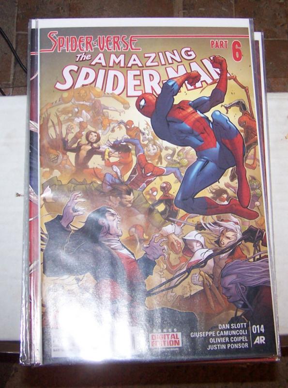 Amazing Spider-Man # 14 (April 2015, Marvel) spider verse pt 6 spider gwen silk