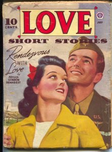 Love Short Stories 2/1949-female pulp authors-pin-up girl cover art-WWII era-...