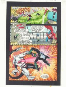 JLA #33 p.15 Color Guide Art - Superman, Steel, and Green Lantern by John Kalisz