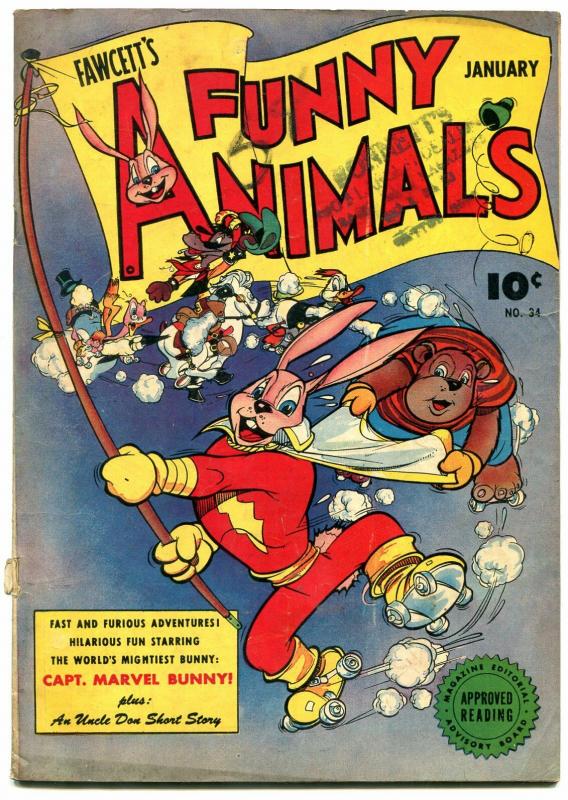 Fawcett's Funny Animals #34 1946-Hoppy The Marvel Bunny-Golden Age VG