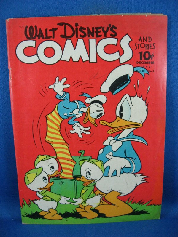 WALT DISNEY COMICS STORIES 27 F VF DONALD DUCK CVR 1942