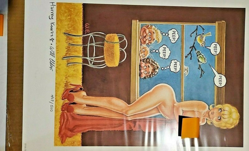 Playboy Little Annie Fanny WILL ELDER AUTOGRAPHED HARVEY KURTZMAN PEEP PRINT 