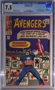 AVENGERS 16 (1965) CGC 7.5 VERY FINE-   NEW AVENGERS BY STAN LEE  *KEY ISSUE*