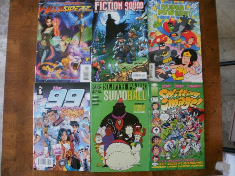 6 Comic Book: WILDSIDERZ #1 FICTION SQUAD #2 THE 99 #7 SLOTH PARK SUPER POWERS +