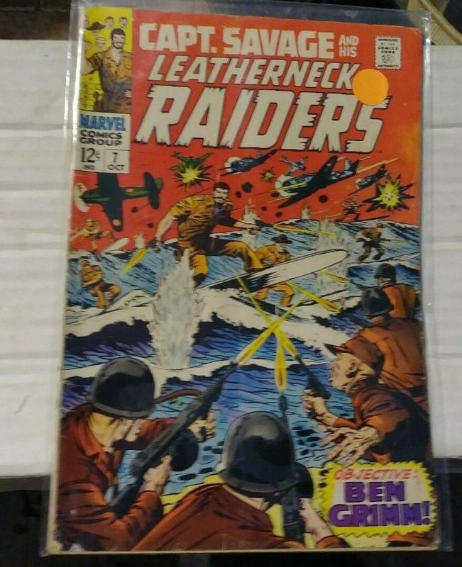 CAPTAIN SAVAGE AND HIS LEATHERNECK RAIDERS # 7 1968 MARVEL BEN GRIMM WW2 WAR 