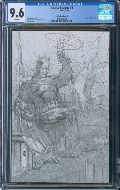 Justice League #1 CGC 9.6 2018 - Lee Variant Cover C Virgin sketch cover
