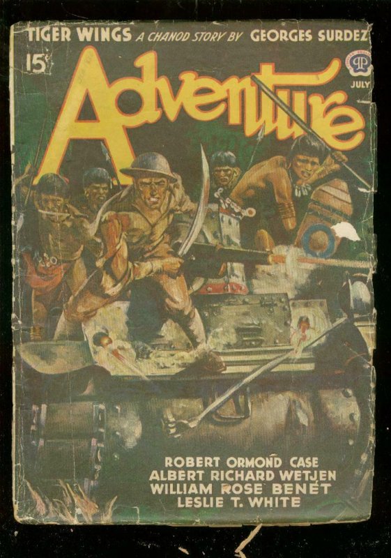 ADVENTURE PULP-JULY 1942-WW II ACTION COVER-CAMBODIA VG