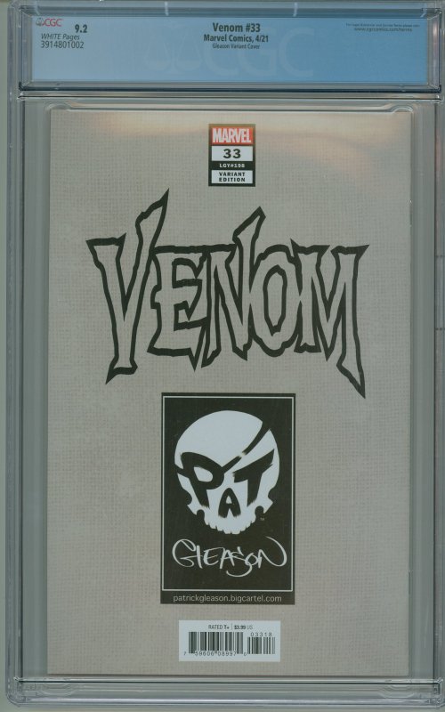 Venom #33 Gleason Variant Cover CGC 9.2!