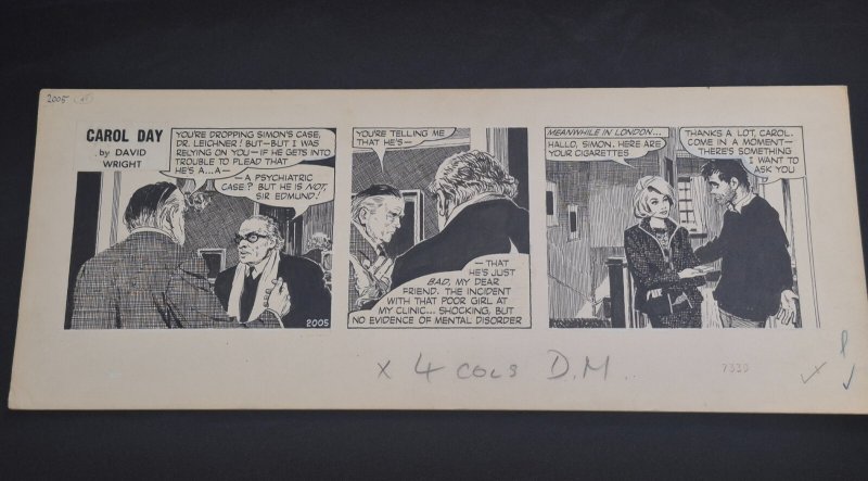 Carol Day #2005 Daily Comic Strip Original Art David Wright 1963