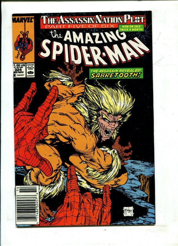 AMAZING SPIDER-MAN #324 (NEWSSTAND) - ASSASSIN NATION PLOT P5 (9.2) 1989 