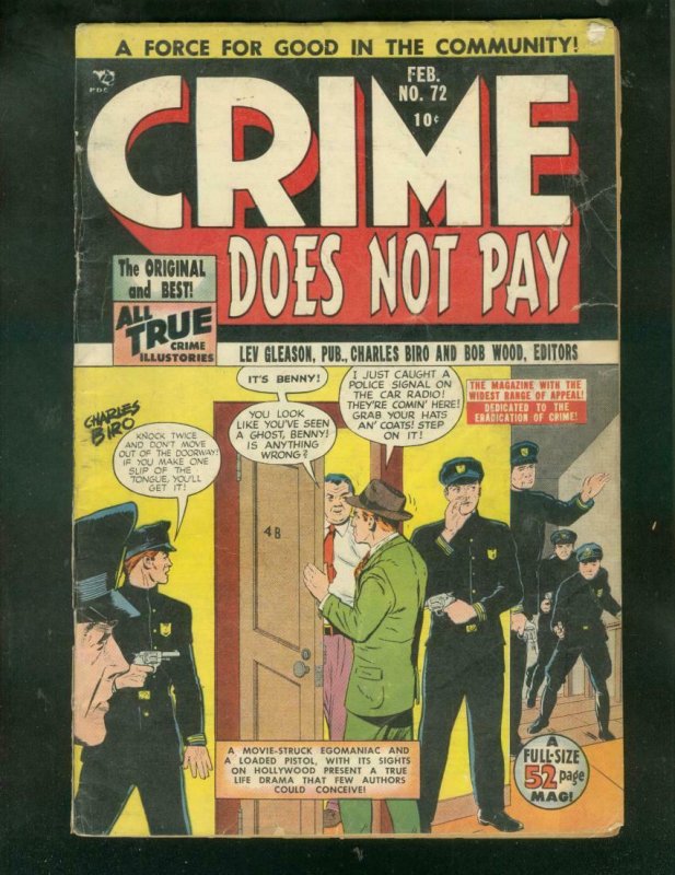 CRIME DOES NOT PAY #72 1949-CHARLES BIRO--BLACK DIAMOND G/VG