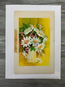 FATHERS DAY White & Pink Daisies in Vase 6.5x10 Greeting Card Art FD7637