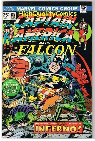 CAPTAIN AMERICA #182, FN/VF, Inferno, Falcon, Serpent, 1968, more CA in store