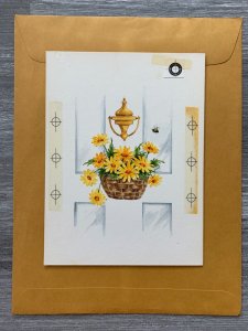 WE HAVE MOVED Yellow Flowers on Door 6x8 Greeting Card Art NH4506 w/ 2 Cards