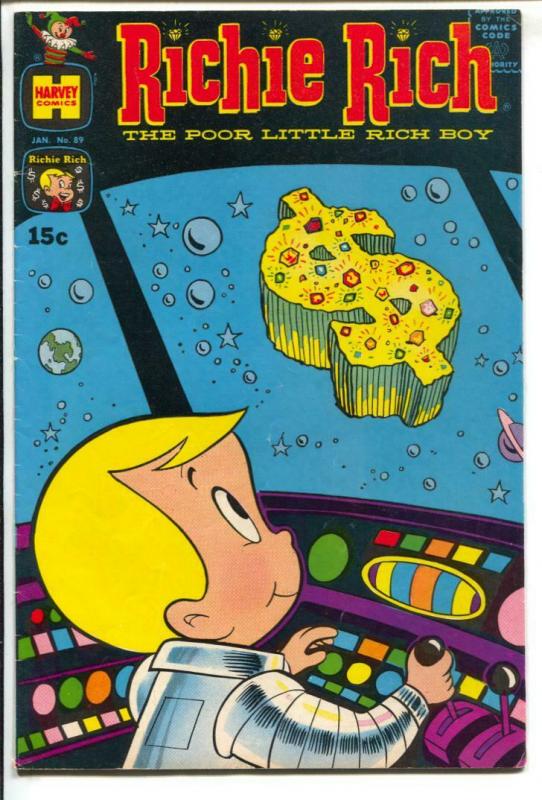 Richie Rich #89 1970-Harvey-black space travel cover-Little Lotta-FN