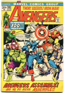 Avengers #100 1972- Classic Barry Smith cover- All members assemble FN