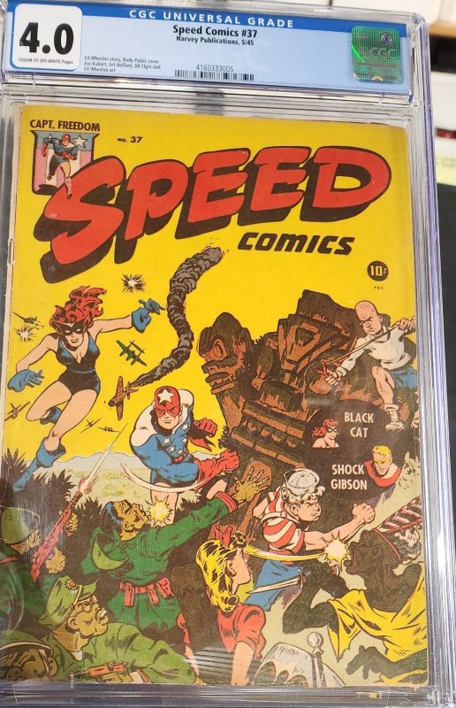 Speed Comics #37 - Ed Wheelan Art /Rudy Palais Cover / Golden Age (CGC 4.0) 1945