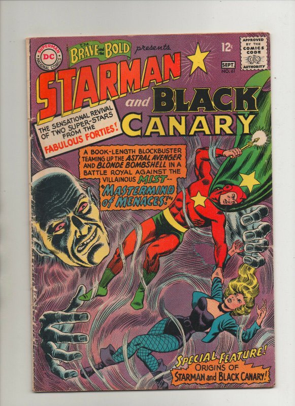 Brave & The Bold #61 - Origin Of Black Canary & Starman - (Grade 4.5) 1965 