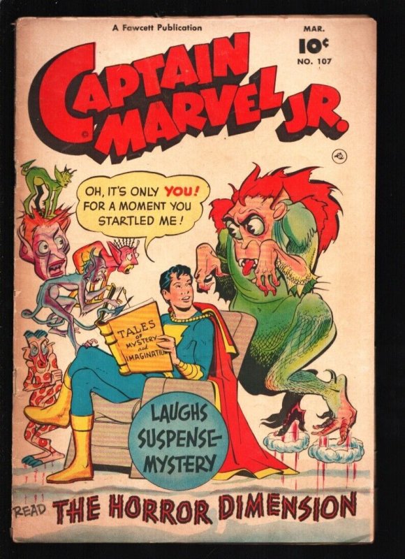 CAPTAIN MARVEL JR #107 1952-1st cover to mention Horror-The Horror Dimension...