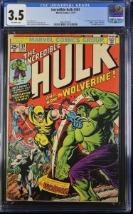 INCREDIBLE HULK #181 1st Appearance of Wolverine Marvel 1974 CGC 3.5 VG-