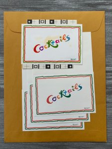 COCKTAILS INVITATION Colorful Lettering 5x3.5 Greeting Card Art 611 w/ 3 Cards