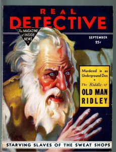 REAL DETECTIVE PULP-SEPT 1933-SWEAT SHOP SLAVE-BUNKO-MURDER-CRIME-RARE VG 