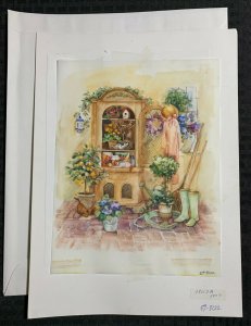 GARDEN ROOM w/ Flowers & Plants 2pcs 10x14 Greeting Card Art #8122 w/ 17 Cards