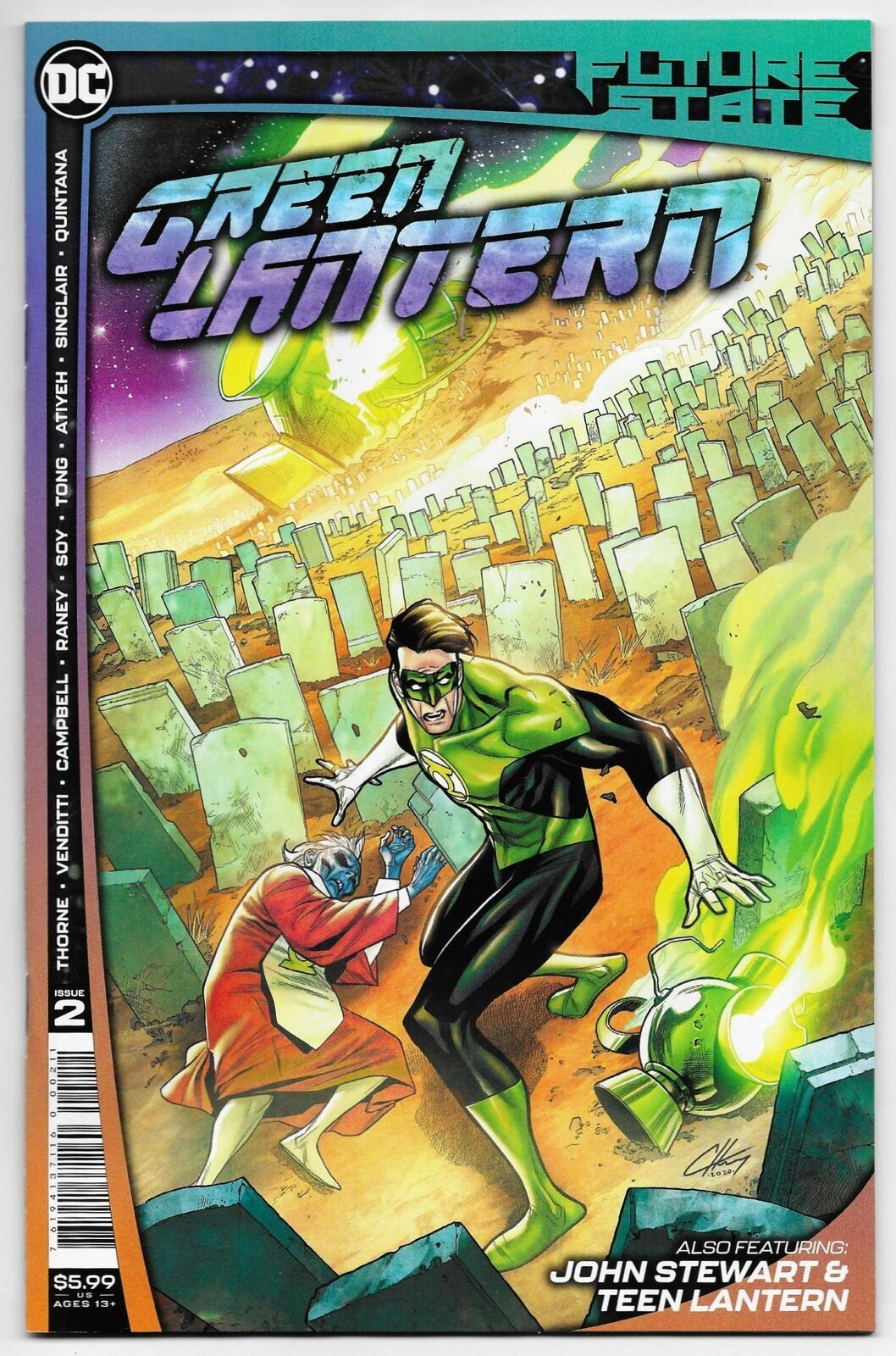 DC Comic Book Super Hero Green Lantern and First Day Cover of the Green Lantern stamp