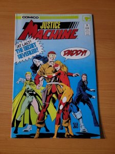 Justice Machine #9 ~ VERY FINE - NEAR MINT NM ~ 1987 Comico Comics