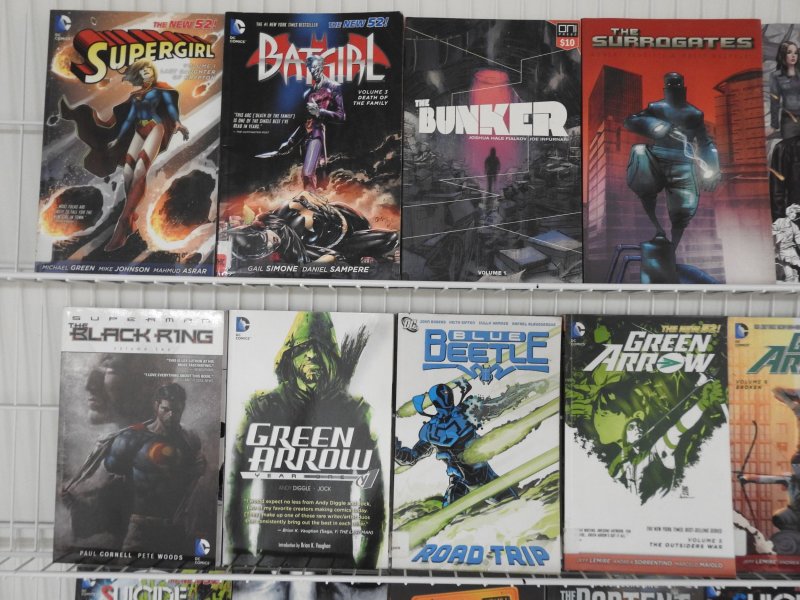 Huge Lot 36 TPB's W/ Green Arrow, Superman,  Batman+ Avg Fine+ Condition!