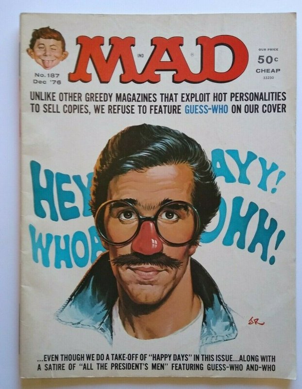 MAD Magazine Happy Days Fonzie Cover Dec 1976 No 187 All The Presidents Men