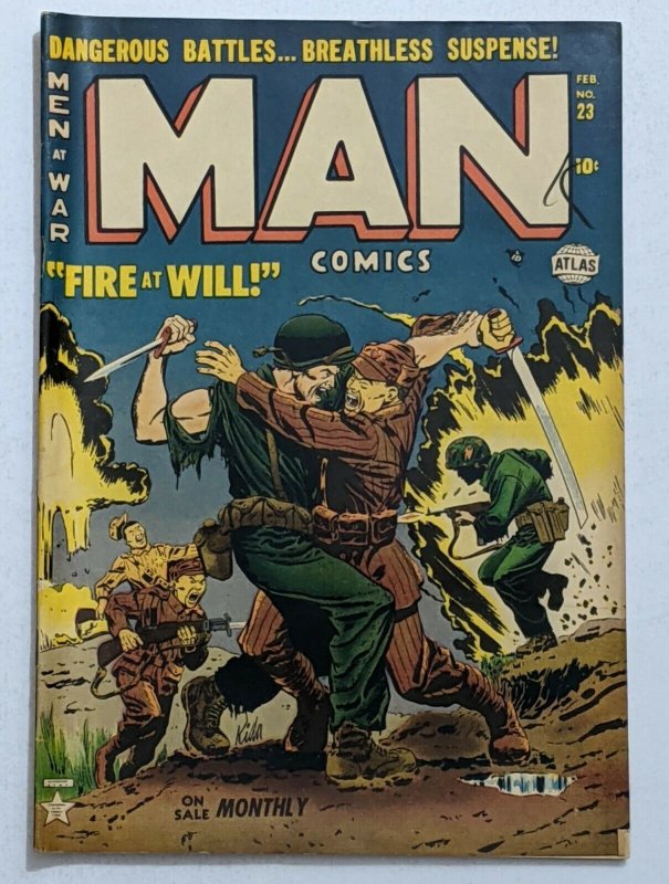 Man Comics #23 (Feb 1953, Atlas) FN 6.0 Fred Kida cover Joe Sinnott George Tuska 