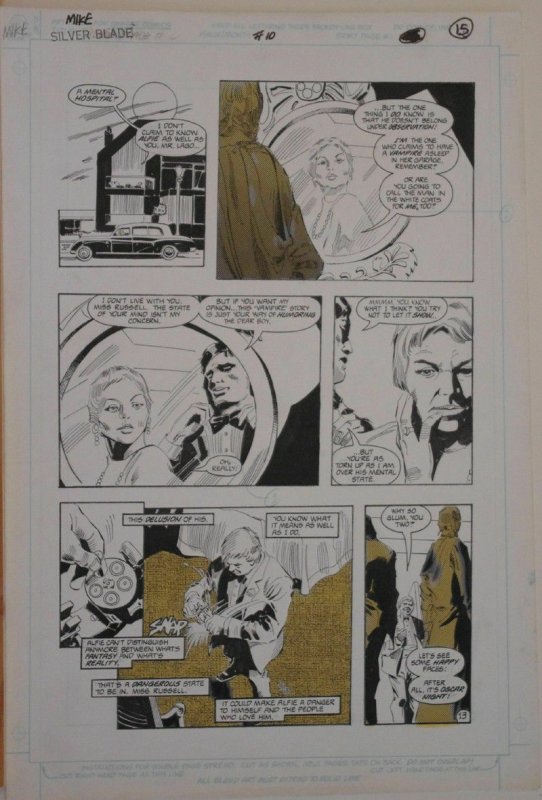 GENE COLAN / STEVE MITCHELL original art, SILVERBLADE #10 pg 15, 13x20,1987