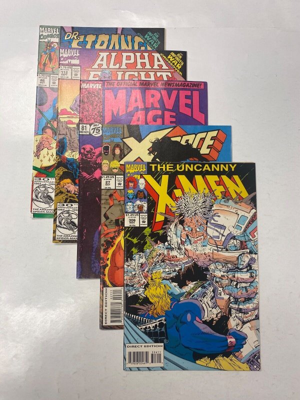 5 MARVEL comic books Strange #46 Alpha #112 Marvel Age #81 X-Force #27 65 KM15