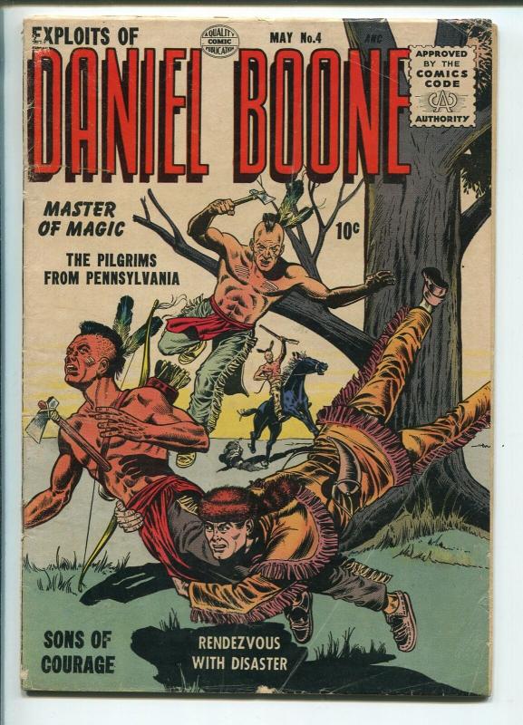 EXPLOITS OF DANIEL BOONE #4 1956-QUALITY-INDIAN STORIES-vg