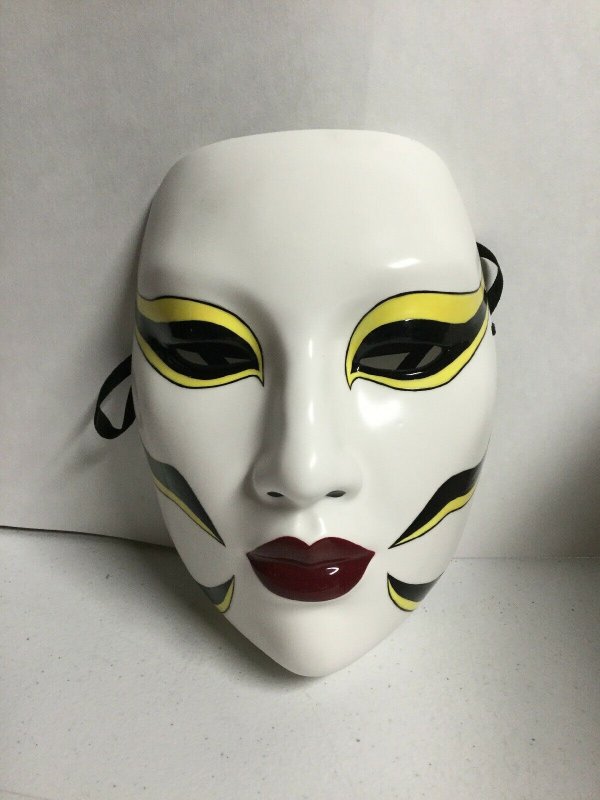 Kabuki Tigerlily Mask Hand Painted Ceramic Mask Moore Creations