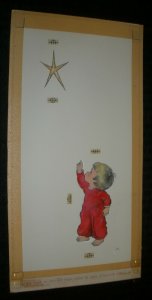 CHRISTMAS Child Pointing at Star of David 7.25x14 Greeting Card Art #61