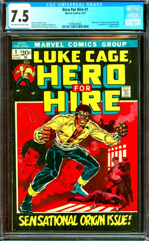 Hero for Hire #1 CGC Graded 7.5 Luke Cage 1st App & Origin, 1st Diamondback