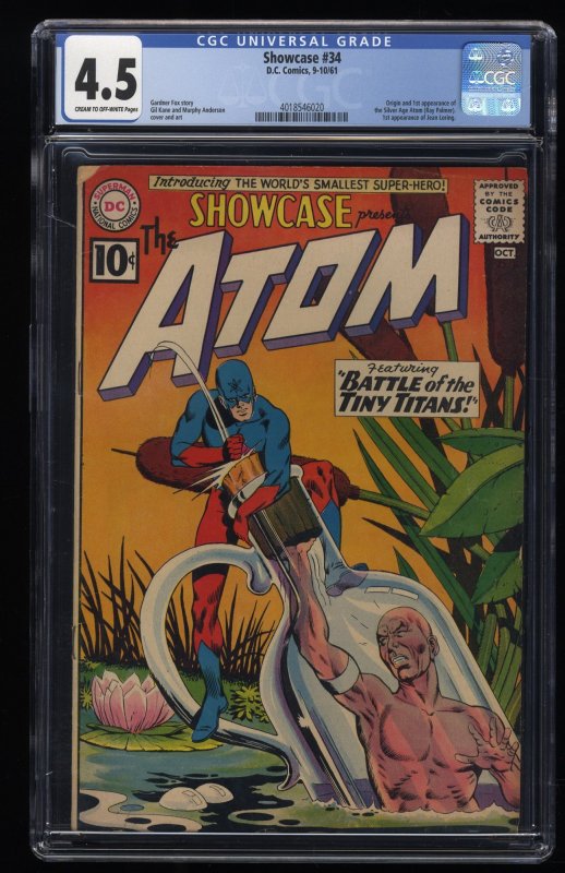 Showcase #34 CGC VG+ 4.5 Cream To Off White 1st Appearance Silver Age Atom!