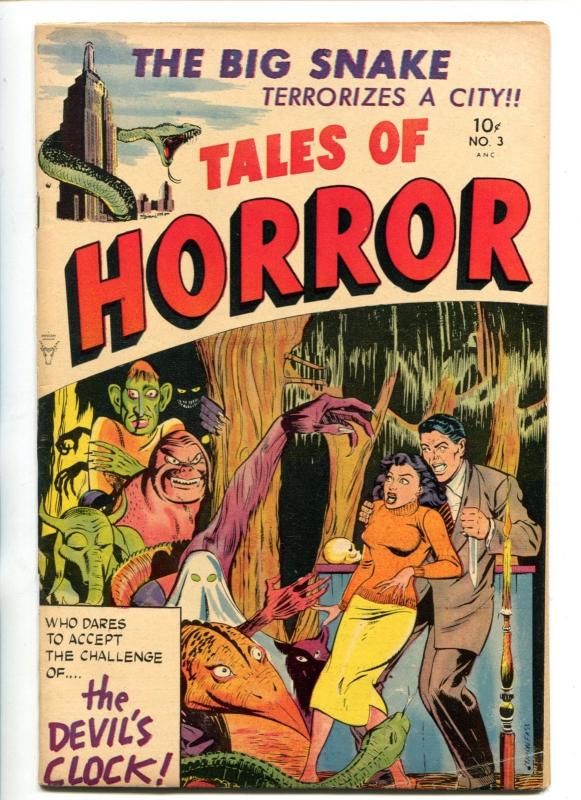 TALES OF HORROR #3 1952-MINOAN-PRE-CODE HORROR-MYRON FASS-GIANT SNAKE-fn