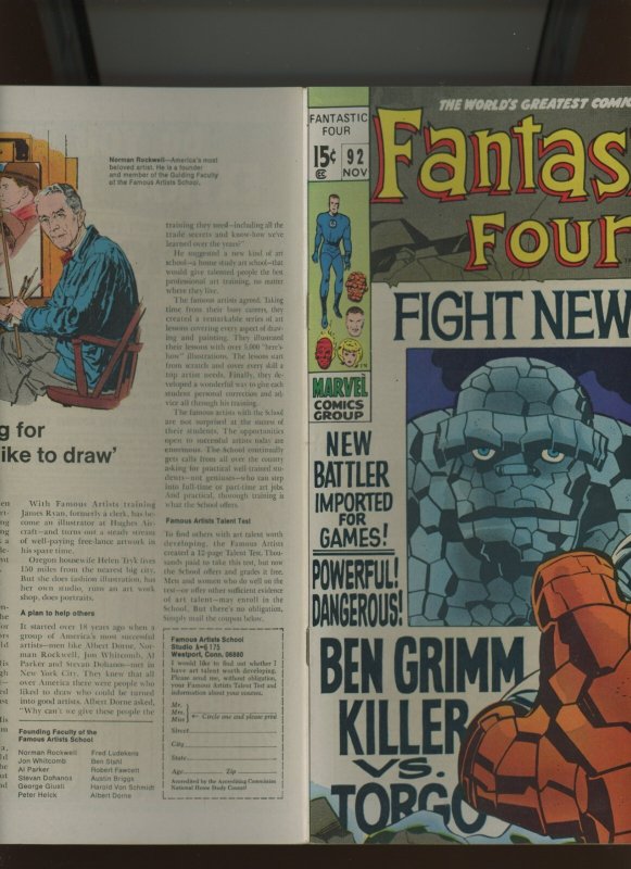 (1969) Fantastic Four #92: SILVER AGE! EXCELLENT! WE COMBINE SHIPPING! (8.5)