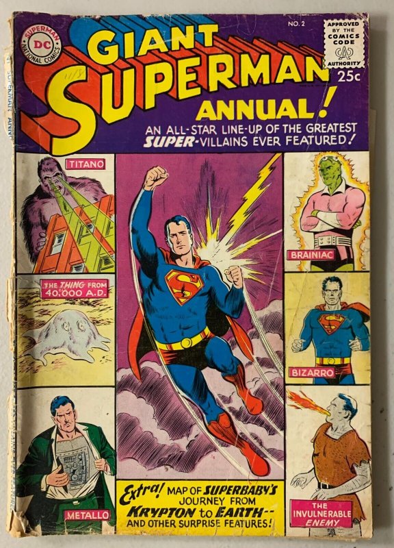 Superman #2 Giant Annual DC 1st Series (1.5 F/GD) detached covers (1960)